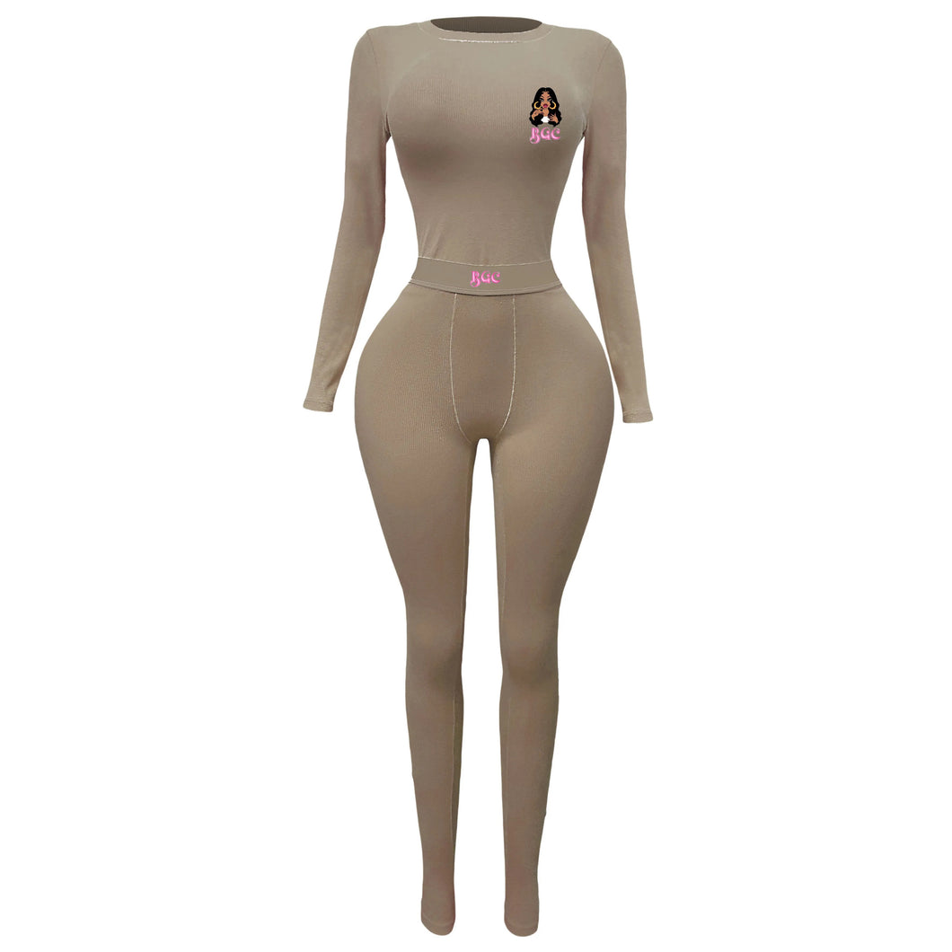 Mocha 2pc Knitted Long Sleeve Bouji Set